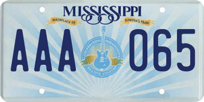 MS license plate AAA065