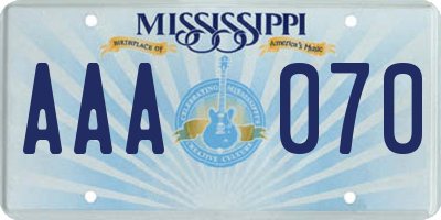 MS license plate AAA070