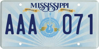 MS license plate AAA071