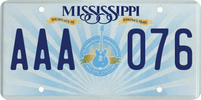 MS license plate AAA076