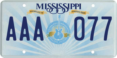 MS license plate AAA077