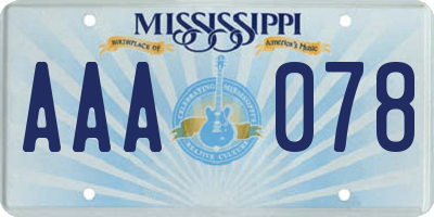 MS license plate AAA078