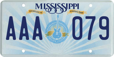 MS license plate AAA079