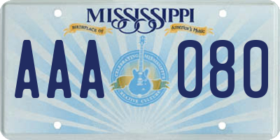 MS license plate AAA080