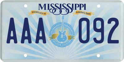 MS license plate AAA092