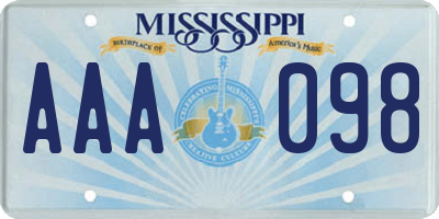 MS license plate AAA098