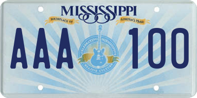 MS license plate AAA100