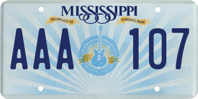 MS license plate AAA107