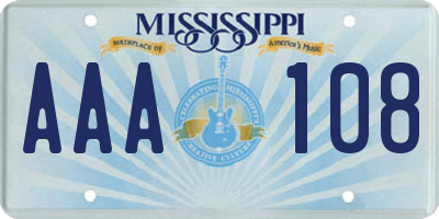 MS license plate AAA108