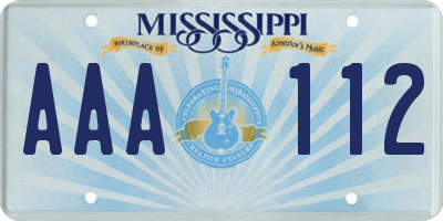 MS license plate AAA112