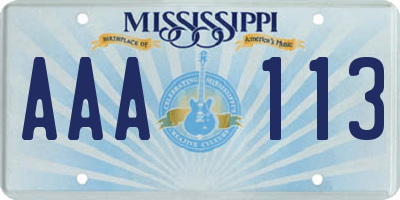 MS license plate AAA113