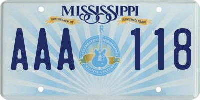 MS license plate AAA118