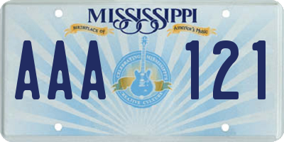 MS license plate AAA121