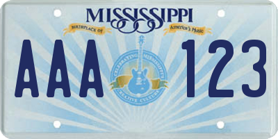 MS license plate AAA123