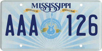 MS license plate AAA126