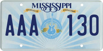 MS license plate AAA130