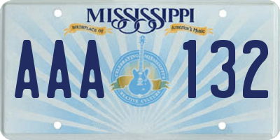 MS license plate AAA132