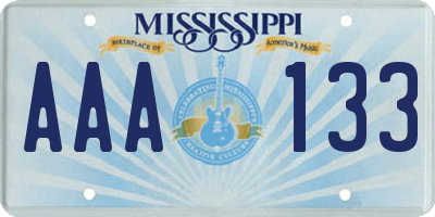 MS license plate AAA133