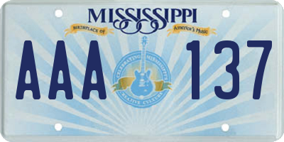 MS license plate AAA137