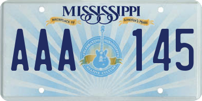 MS license plate AAA145