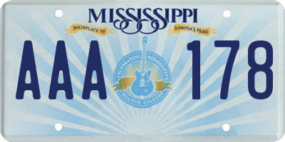 MS license plate AAA178