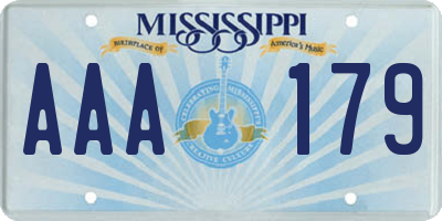 MS license plate AAA179