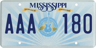 MS license plate AAA180