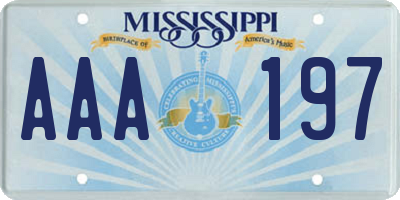 MS license plate AAA197