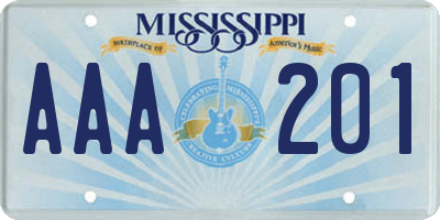 MS license plate AAA201