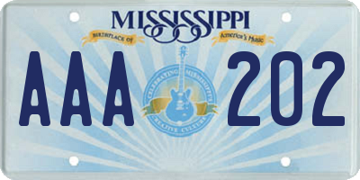 MS license plate AAA202