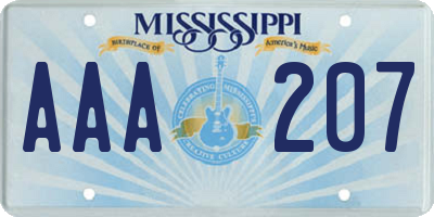 MS license plate AAA207