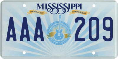 MS license plate AAA209