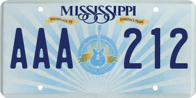 MS license plate AAA212