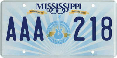 MS license plate AAA218