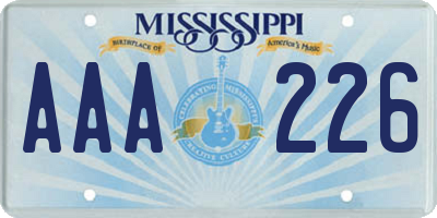 MS license plate AAA226