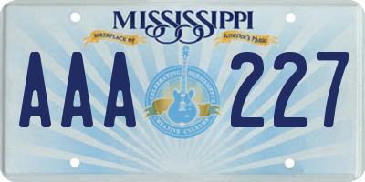 MS license plate AAA227