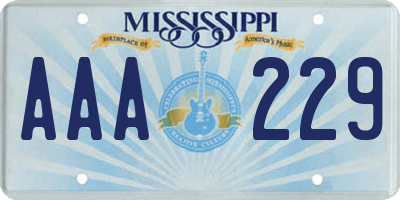 MS license plate AAA229