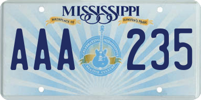 MS license plate AAA235