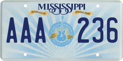 MS license plate AAA236