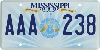 MS license plate AAA238