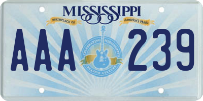 MS license plate AAA239