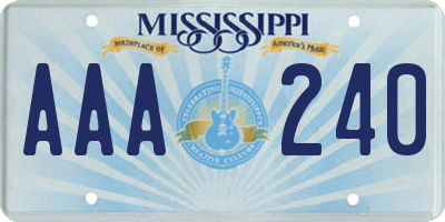 MS license plate AAA240