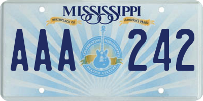 MS license plate AAA242