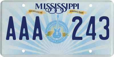 MS license plate AAA243