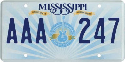 MS license plate AAA247