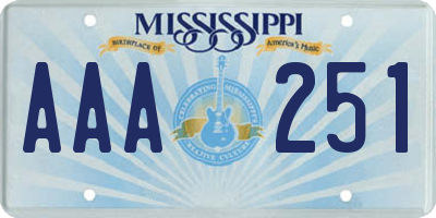 MS license plate AAA251