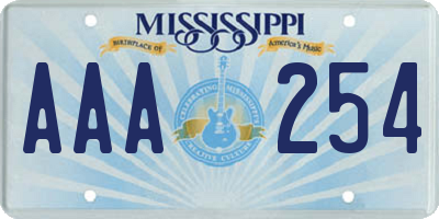 MS license plate AAA254