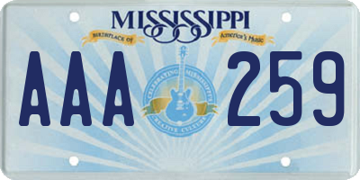 MS license plate AAA259