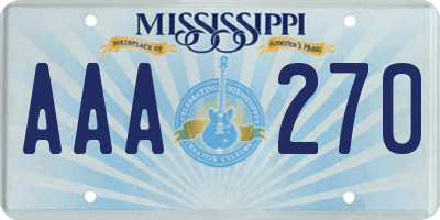 MS license plate AAA270