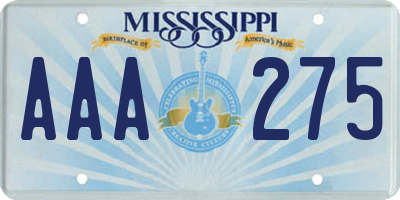 MS license plate AAA275